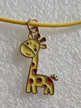 Hand Crafted Yellow Giraffe Pendant Necklace with Red Spots